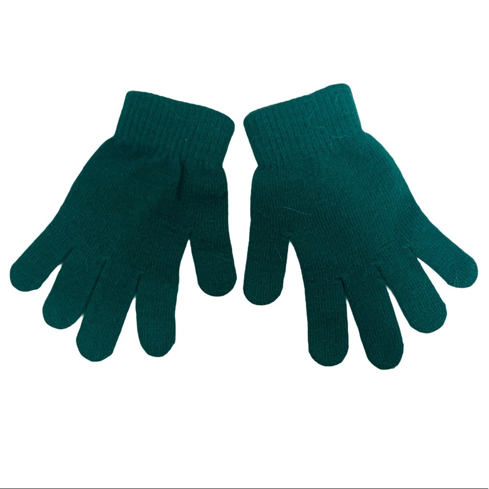 Kids Deeply Green Knit Mitten Gloves